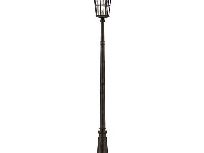 Traditional Outdoor Lamp With Glass Shade And Black Metal Pole For Garden Pathway 3d model