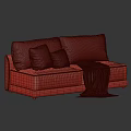 Comfortable Two Seater Sofa With Soft Decorative Pillows And Cozy Blanket