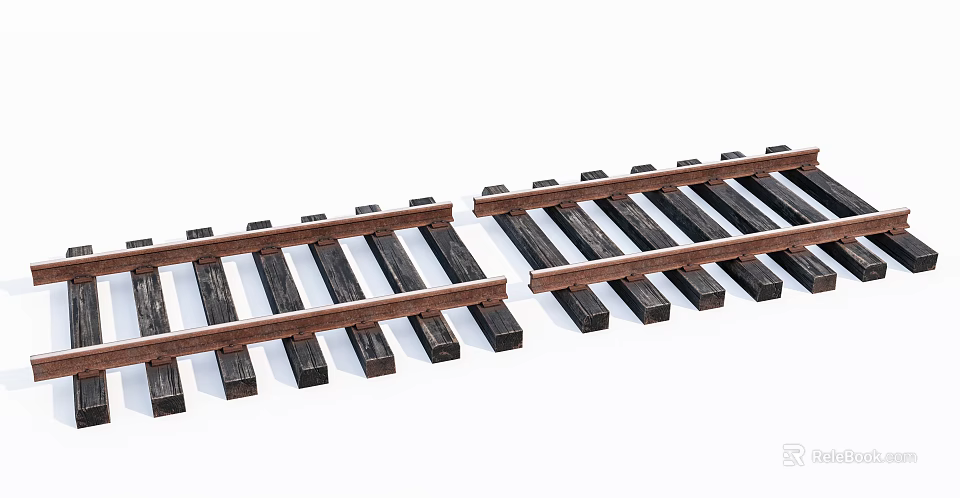 Railroad Tracks With Wooden Sleepers And Metal Rails For Railway Infrastructure 3d model 