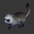 Cute Ferret Character With White And Brown Fur Standing On Gray Surface