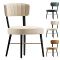 Stylish Modern Dining Chairs With Striped Backrest Padded Seat And Black Metal Legs