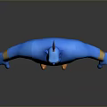 Blue Muscular 3D Game And Movie Character With Red Belt Yellow Cuffs And Orange Shoes
