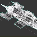 Black Sci-Fi Spaceship Model Featuring Complex Angular Design Modular Components And Green White Engine Details 3d model