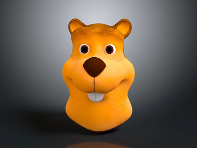 Cartoon Character Orange Groundhog 3D Model With Big Eyes And Smiling Expression 3d model