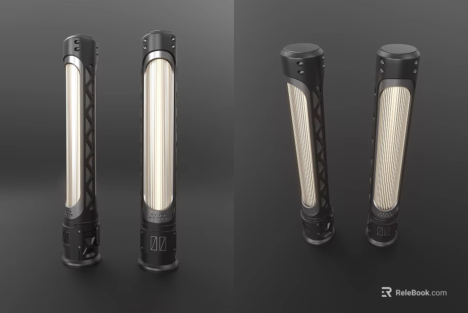 Modern Outdoor Lights With Cylindrical Shape Black Frame And Transparent Shade 3d model 