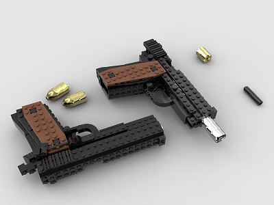 Building Blocks Toy Pistols With Two Models Bullets And Magazine Parts 3d model Building Blocks Toy Pistols With Two Models Bullets And Magazine Parts 3d model