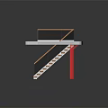 Modern Staircase With Wooden Handrail Glass Balustrade And Red Support Column