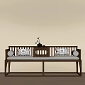 Traditional Chinese Wooden Luohan Bed With Cushions And Side Table Design