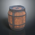 Traditional Wooden Barrel With Metal Hoops For Household Storage And Decorative Use