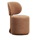 Modern Beige Upholstered Stool With Curved Backrest And Fabric Seat Design
