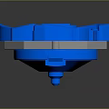 Blue Spinning Top Weapon With Yellow Green Accents And Decorative Patterns