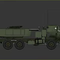Military Green Armored Tank With Missile Launcher Antennas And Multiple Wheels