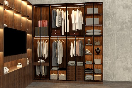 Wardrobe porch wardrobe combination SU model 3d model