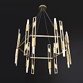 Modern Gold Geometric Chandelier With Elegant Linear Hanging Design And Stylish Light Elements