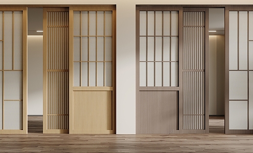 New Chinese style sliding door double door sliding door 3d model