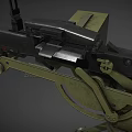 Vintage Military Machine Gun With Green Mount And Metal Barrel Structure Design