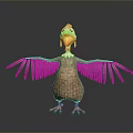 Cartoon Chicken With Red Comb White Head Ornament Brown Body Grey Wings Yellow Beak And Feet