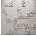 Upholstered Wall Panel With Intricate Fan Shaped Fabric Patterns For Interior Decoration 3d model