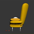 Yellow Chair Modern Design With White Doll Resting On Seat And Red Dice Beside It