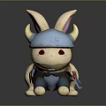 Cute Cartoon Rabbit Toy With Blue Helmet Horns And Red Eyes
