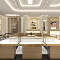 Elegant Jewelry Store Interior With Modern Display Cases And Chandelier Lighting