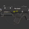 Futuristic Sci Fi Weapon Design With Black Mechanical Structure And Yellow Emblem 3d model