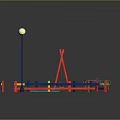 Colorful Playground Equipment with Swings Merry Go Round Sandpit and Lamp Post