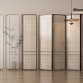 Modern Lint Glass Screen Lint Glass Partition Metal Screen 3d model