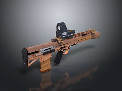 Brown And Black Tactical Rifle With Mounted Scope And Ergonomic Grip In Modern Firearm Design 3d model