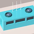 Blue Building Structure With Ventilation Fans Antennas Windows And Door 3d model