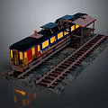 Vintage Detailed Model Train With Colorful Carriages On Railway Tracks And Platform