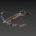 Antique Crossbow Weapon With Wooden Grip Metal Frame And Bowstring Design Structure 3d model