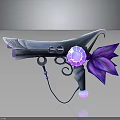 Enchanting Fantasy Character Weapon With Mythical Creature Inspired Purple Crystal And Silver Petal Design