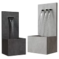 Modern Garden Water Fountain With Dark Gray And Light Gray Square Base And Water Flow