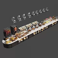 Restaurant Buffet Table With Various Fresh Dishes Heating Warmers And Food
