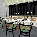 Dining Table Set With Green Back Chairs Black Frames And Gray Floor In Restaurant Interior