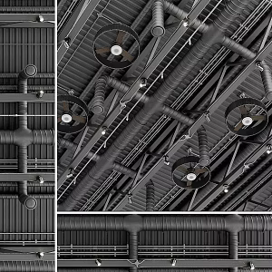 Industrial LOFT Ceiling Equipment Piping Ceiling Pass Top Ceiling Equipment Piping Combination 3d model