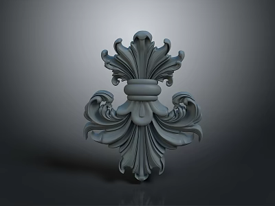 Classical Decorative Architectural Carving With Ornate Scroll Patterns And Symmetrical Design 3d model