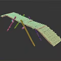 Simple Bamboo Bridge Structure With Thatch Surface And Wooden Supports