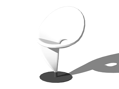 Modern Minimalist Single Chair With Sleek Curved Lines And Black Circular Base 3d model