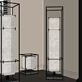 New Chinese Decorative Floor Lamp Transparent Paper Table Lamp 3d model