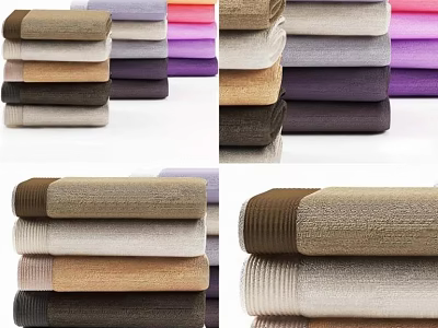 Various Soft Colorful Towels Stacked In Different Shades For Bathroom Use 3d model