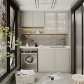 Modern Gray Bathroom Cabinet With Storage Countertop Faucet And Upper Cabinets