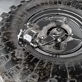 Off Road Tire Featuring Worn Tread And New Wheel Hub Mechanical Parts
