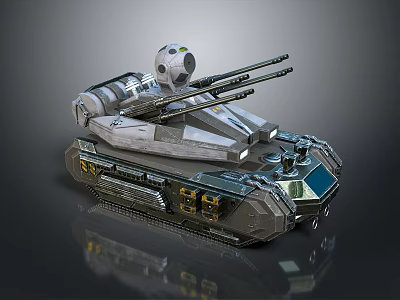 Futuristic Military Tank With Dual Cannons Armored Hull Tracks Cockpit And Advanced Design 3d model