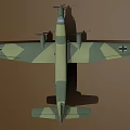 Green Camouflage Military Aircraft With Black Cross Markings And Propeller Engines