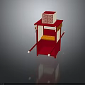 Traditional Chinese Red Decorative Wooden Structure With Carved Patterns Long Poles And Storage Box