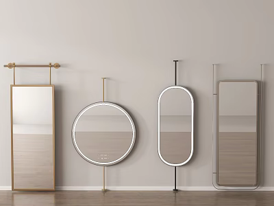 Modern Wall Mounted Mirrors With Various Shapes And Metal Frames For Interior Decor 3d model