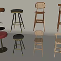 Various Modern Bar Stools Featuring Wooden Metal Frames Upholstered Seats And Red Black Brown Colors
