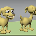 Yellow Cartoon Puppy Game and Movie Character 3D Model with Playful Features